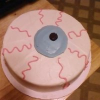 Janet's Halloween Eyeball white cake with "blood"