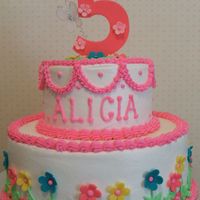 Alicia's Flower Cake Buttercream with fondant flowers and number 5 for a very sweet little girl