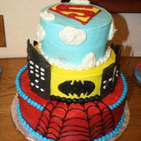Superhero Cake did this for my sons bday---he wanted all 3 things...cant take credit for this design though...saw it on here by shelie. mine is all bc...