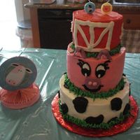 Farm Theme I did this for my niece who was turning 2. all buttercream with candy clay accents.