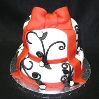 Black, Red Bridal Shower Cake 