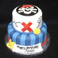 Pirate Cake, Arrgghh! This be a cake for Captain Noah who be turning 3. Aye Mateys! Bottom tier white cake with lemon filling top tier strawberry cake with...