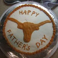 Texas Longhorn Father's Day Cake I matched the fondant and icing as best as I could for the burnt orange. I printed out a longhorn image and cut the fondant. Really fun...