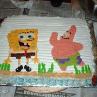 Sponge Bob I made this cake for my nephew's 1st birthbay party. Bob & pat are made of chocolate. It has carmel flavored buttercream and I...