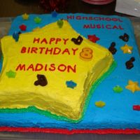 High School Highschool Musical Cake my daughter is a big high school musical fan so I made her 2 cakes for her 8th birthday this is cake # 2 on this cake I used a large a...