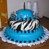 Zebra Cake My oldest daughters 17th birthday cake. My 2nd ever using MMF, and 2nd tier cake as well!