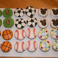 Sports, Teddy Bear, 1St Birthday Cupcakes All BC cupcakes to match my nephew's 1st birthday theme.