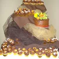 Wedding Cupcakes My cousin's wedding cake, I was pretty happy with the way it turned out. Chocolate and vanilla cupcakes with chocolate buttercream and...