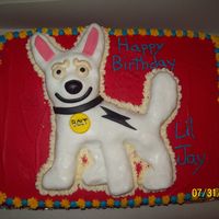 Bolt 13x18 yellow cake. Covered with homemade butter cream frosting. Bolt cake is made of rice crispy treats and covered with homemade MMF....