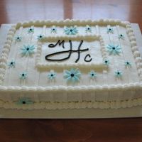 Bridal Shower Cake This was a small sheetcake for a bridal shower. The mother of the bride ordered a small sheetcake with the wedding colors of turquoise and...