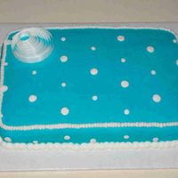 Dot Sheetcake For Bridal Shower The customer wanted a small sheetcake with dots and very little icing. The colors match the bridesmaids' dresses.