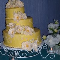 Ivory Cake 2 BC,, Flowers made with 50% gum paste 50% fondant,