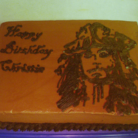 Jack Sparrow Birthday This was tough theme. There was no way for me to draw a realistic Jack Sparrow on a cake, so I found a pumpkin stencil of his silhouette...