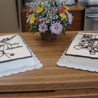 Daniel's Fairwell Cake This was a good luck Godspeed party cake for our accompanist at church. I loved the design on this one. It was simple with only black and...