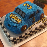 Race Car Birthday Cake I used the 3-D bug car pan and added a spoiler and voila, stock car.