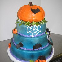 Spooky 30Th Birthday BC with fondant accents. Witch is from the invite. One of my favorite cakes ever. BC is airbrushed