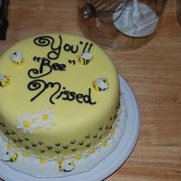 Baby Bumblebees And Black Ribbon My friend wanted a cake for a a co worker who was leaving work. Her name is BEA, and he always called her 'bumble' to giver her a...