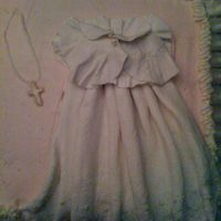 Baptism Dress Cake Made this for my grand daughter's baptism.Dress is rolled fondant. Used rubber stamp for pattern in "fabric"...