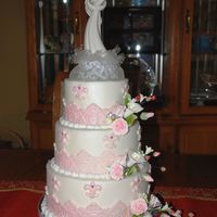 Wedding Cake Fondant covered cake dummies with gumpaste flowers and fondant decorations. TFL.