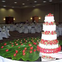 Fresh Strawberry Cake W/ B'cream Frosting Many, many (2 1/2 Flats worth) of fresh berries went on and around the cake, which was frosted with a mild - lemon flavored buttercream....