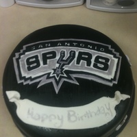 Spurs Cake Spurs birthday cake for a co-workers birthday. Logo painted.