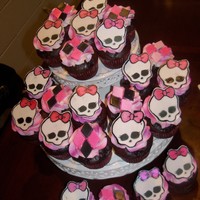 Monster High Cup Cakes Fonsant Skulls hand painted,