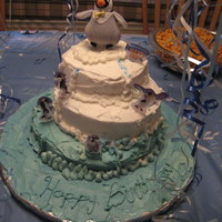 Happy Feet This was a "Happy Feet" cake with a decoration set from Oriental Trading, the finger puppet was the topper. 3 tiers made the &...