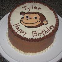 Curious George Cake This was for my youngest son's 2nd birthday. It was a chocolate fudge cake with chocolate buttercream and also vanilla buttercream for...