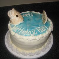 Fishing Birthday Fondant/gumpaste fish head & tail (sponge painted with a mixture of piping gel, gold luster dust, and clear vanilla), tinted piping gel...