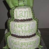 Last Minute Birthday This was for a friend's girlfriend, and was made in a hurry, so has plenty of flaws! Buttercream icing, fondant/gumpaste bow.