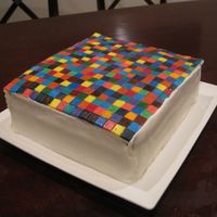 Quiltid Logo Cake I made this to celebrate my husband's birthday and the relaunch of his company's website, quiltid.com.It's not perfect, but...