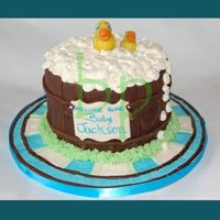 Ducks In A Bucket Bubbles are made with cream cheese frosting, bucket is covered in chocolate fondant