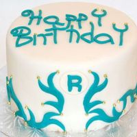 Happy Birthday Wavy Pattern Fondant with teal accents