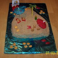 Beach/island Cake Was supposed to be the castle cake pan w/brown sugar and ended up this way!