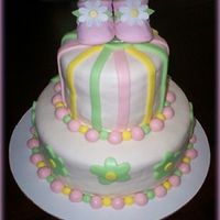 Baby Shower Cake Girl This is my latest try at an mmf cake. It has actually turned out to be my best one to date. The layers were vanilla and strawberry, w/...