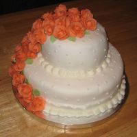 Course 3 Final Cake 2 tiered stacked cake---fondant covered with fondant roses