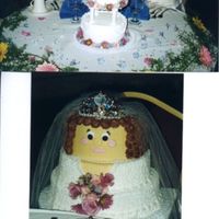 Bride And Groom Wedding Cakes The bride wanted a cake to be remembered. The "Bride and Groom" sat on wooden boxes on chairs, with the mini "Wedding Cake&...