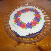 Flower Cirlce Cake I had lots of left over frosting and I was trying a new cake recipe for my family. The cake was not very good but I liked the color...