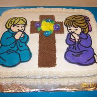 First Communion Buttercream Transfer This was my first Buttercream Transfer; The cake was for a friend who had twins celebrating their first communion. I learded this technique...