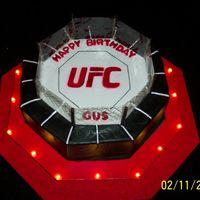 Gus' Ufc Birthday Cake 14" chocolate cake with chocolate IMBC; "glass" made of gelatin sheets