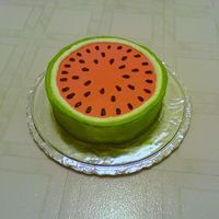 Watermelon Cake Very simple watermelon cake, two layers, all BC.