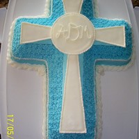 Baptism Cake Cross w buttercream icing w colorflow decorations