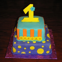 1St Birthday Cake Child's first birthday cake, all covered in fondant with fondant accents to match invitations.