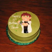 Ben 10 White cake covered with butter cream. Ben 10 is made from Fondant