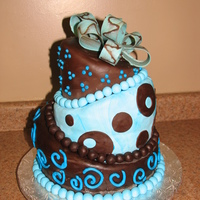 Topsy Turvy My first Topsy Turvy.Strawberry cake covered in Chocolate fondant & Chocolate cake covered in Vanilla Satin Ice with chocolate bow on...