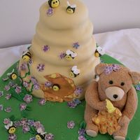 Bear, Honey And Violets I made this cake for a baby's christening. He name is Honey Violet and they asked for acake that represented her name.