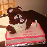 Baby Bear For my daughter's first birthday - Wilton bear pan on a 9 x 13 cake.