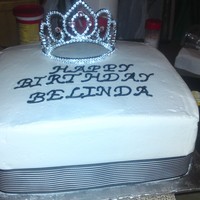 50Th Birthday Cake 10" BC Vanilla cake with pinneapple filling, black and white ribbon and princess crown
