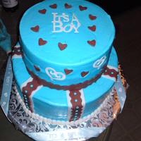 Blue And Brown Baby Shower bc icing, fondant accents...tfl