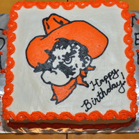Pistol Pete Birthday Cake Oklahoma State University's Pistol Pete mascot in FBCT for my sister's and her friend's birthdays.
